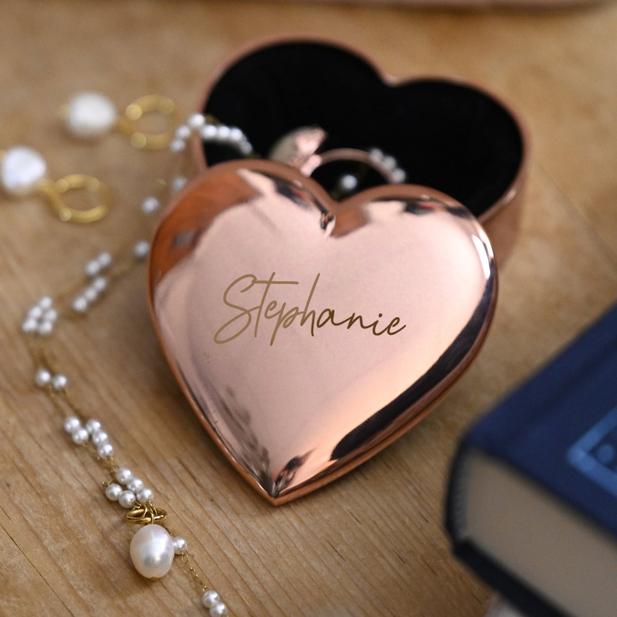 Personalised Engraved Rose Gold Heart Trinket Box: 3 - Trinket Boxes By Gift Moments