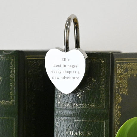 Personalised Engraved Silver Heart Bookmark: 2 - Bookmarks By Gift Moments