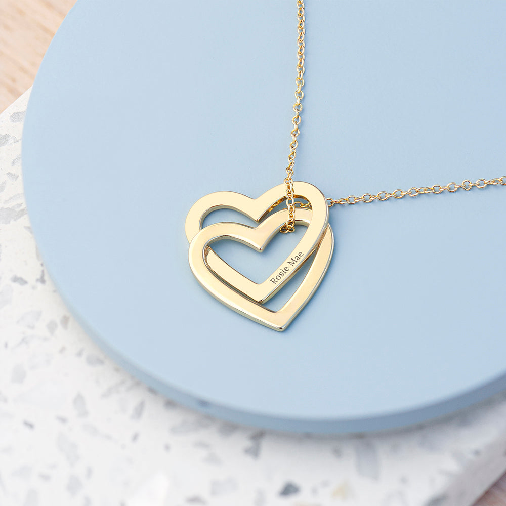 Personalised Entwined Hearts Necklaces: 1 - Gold - Necklaces By Gift Moments