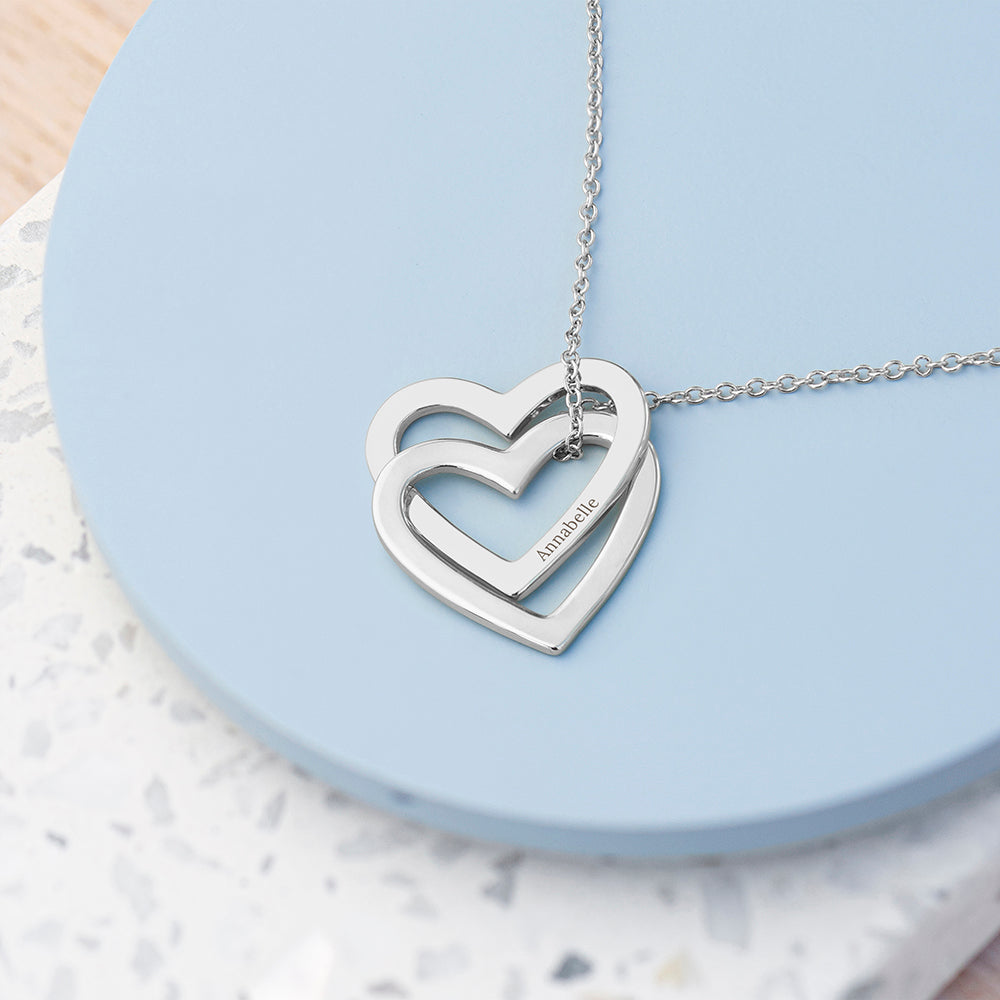 Personalised Entwined Hearts Necklaces: 2 - Silver - Necklaces By Gift Moments