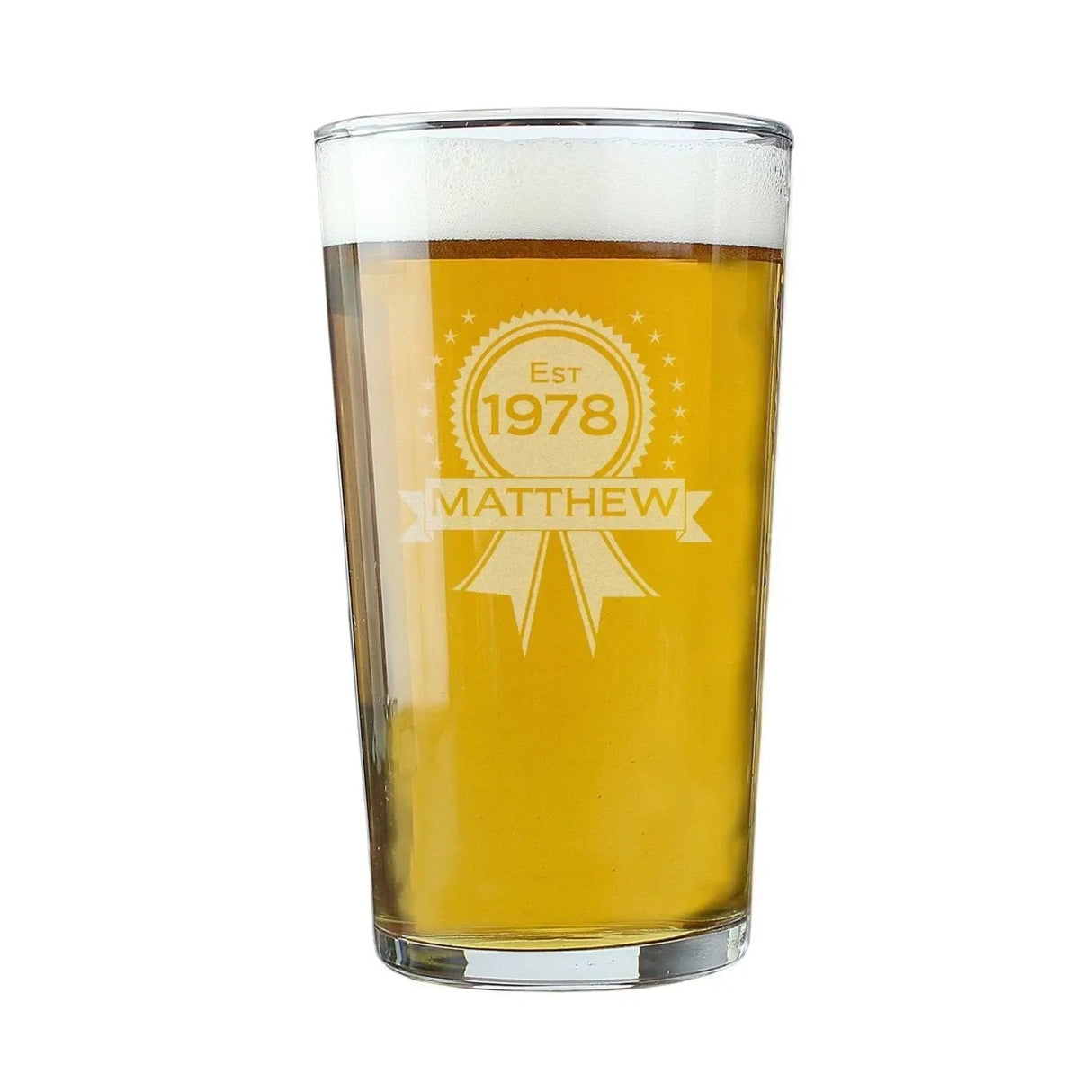 Personalised Established Rosette Pint Glass: 2 - Beer Glasses By Gift Moments