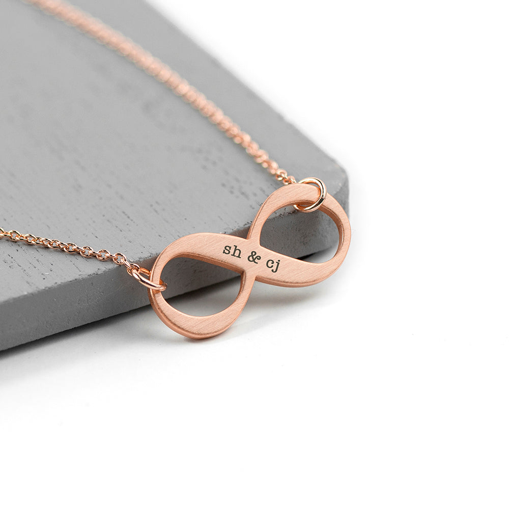 Personalised Eternal Love Infinity Pendant Necklaces: 2 - Rose Gold - Necklaces By Gift Moments