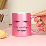 Personalised Eyelashes Pink Glitter Mug: 1 - Mugs By Gift Moments