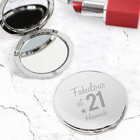 Personalised Fabulous Birthday Big Age Compact Mirror: 1 - Compact Mirrors By Gift Moments