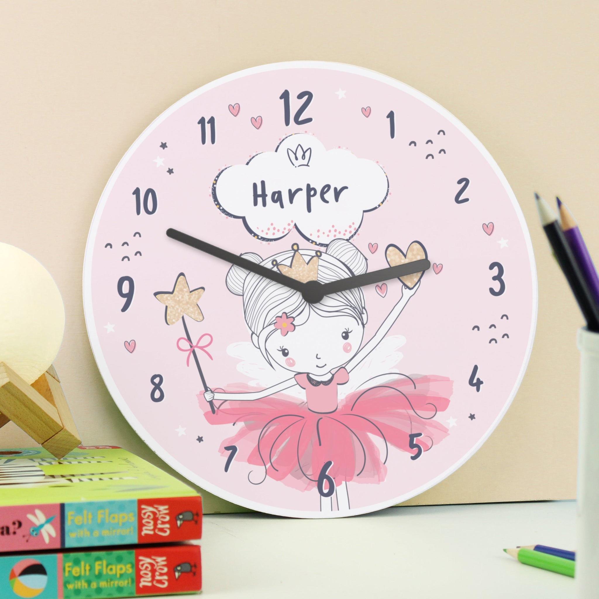 Personalised Fairy Children’s Wall Clock: 1 - Clocks By Gift Moments