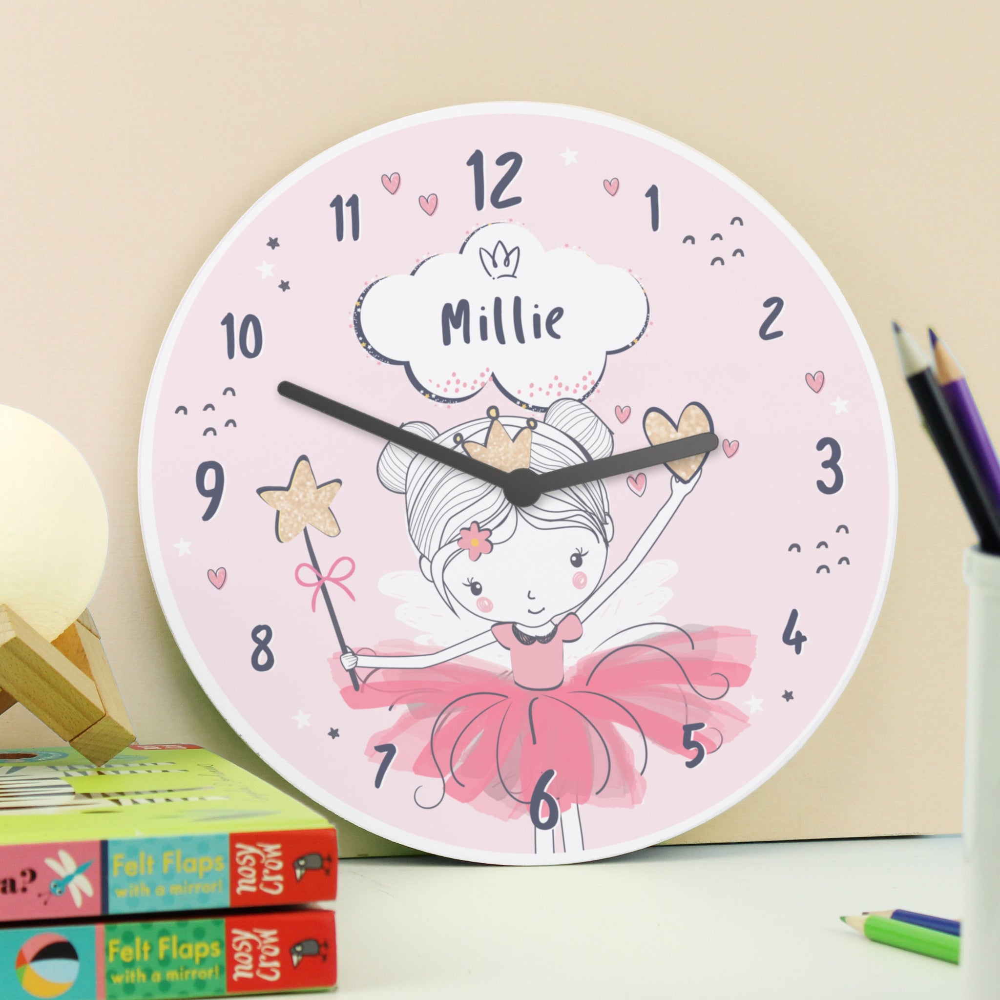 Personalised Fairy Children’s Wall Clock: 3 - Clocks By Gift Moments