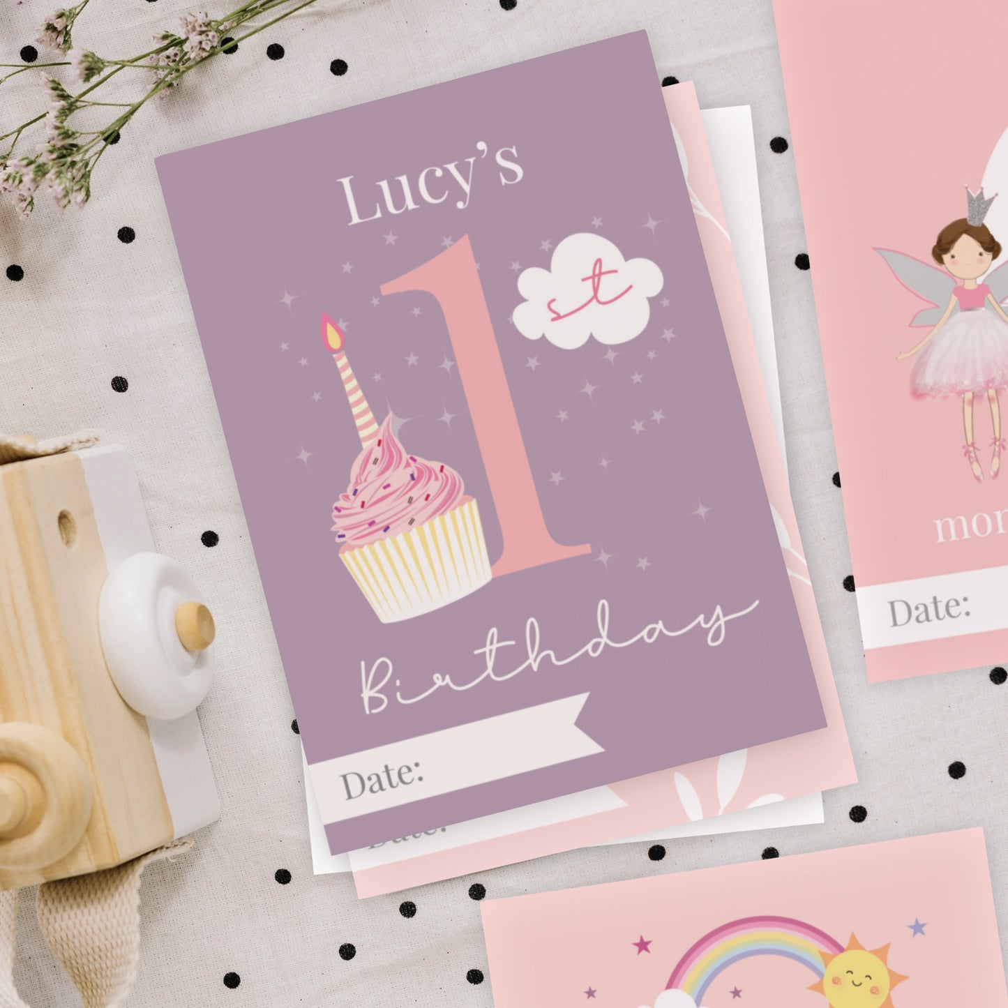 Personalised Fairy Princess Baby Milestone Cards: 1 - Keepsakes By Gift Moments