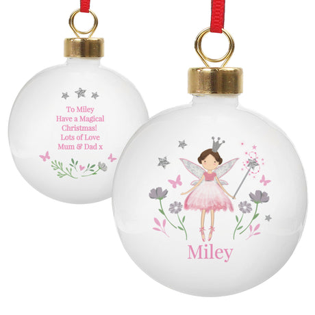 Personalised Fairy Princess Bauble: 4 - Christmas Baubles By Gift Moments