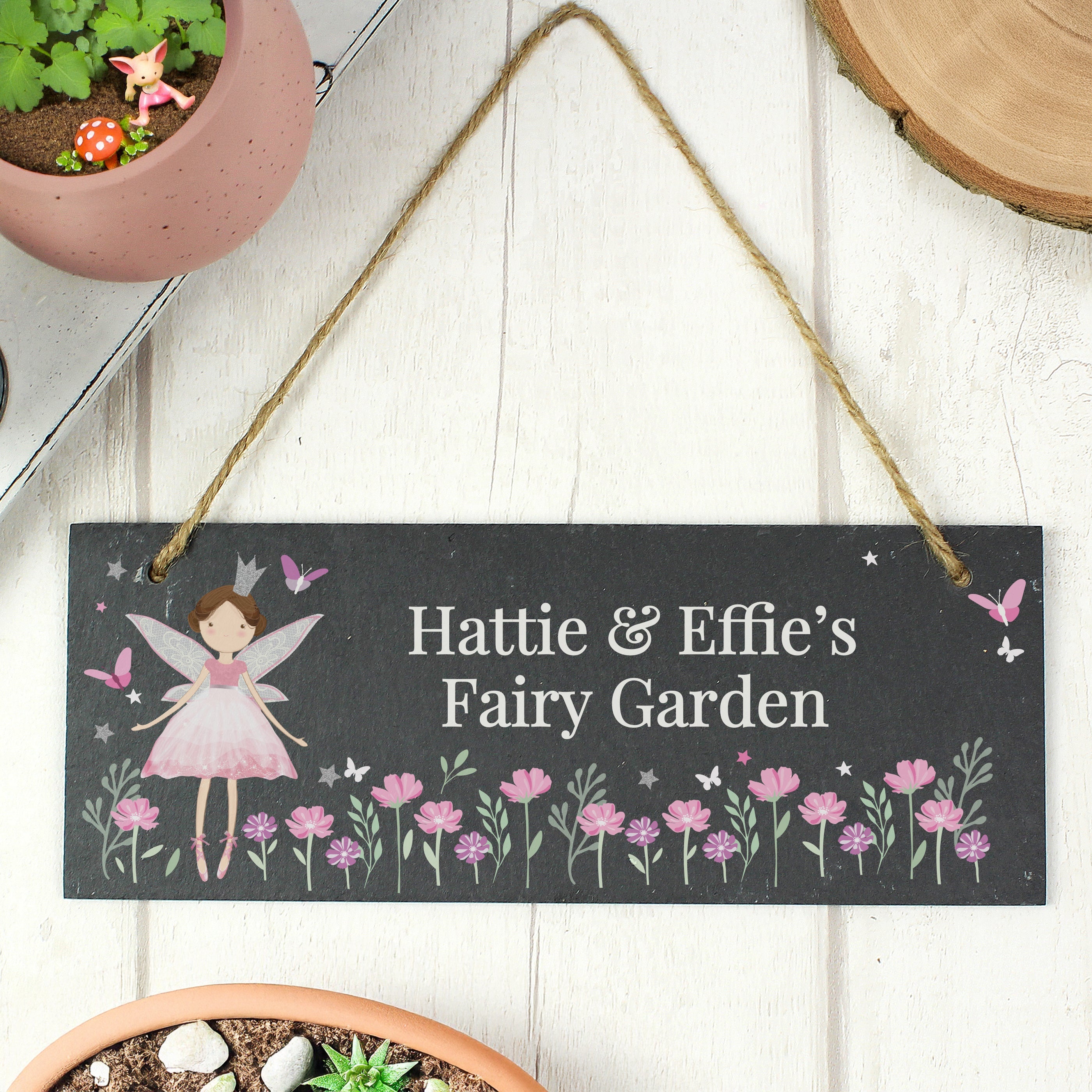 Personalised Fairy Princess Garden Hanging Slate Sign - Shop Signs & Plaques At Gift Moments - 2