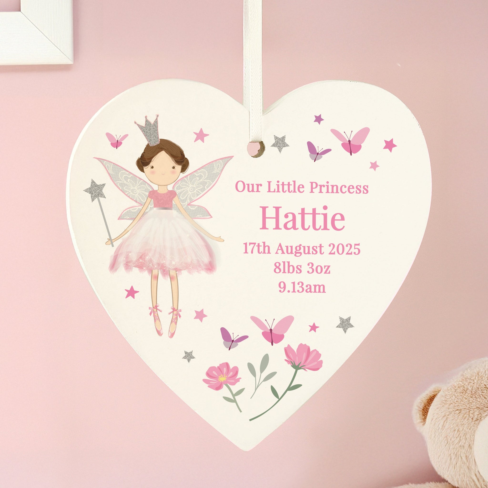 Personalised Fairy Princess Hanging Heart Decoration: 2 - Decorations By Gift Moments