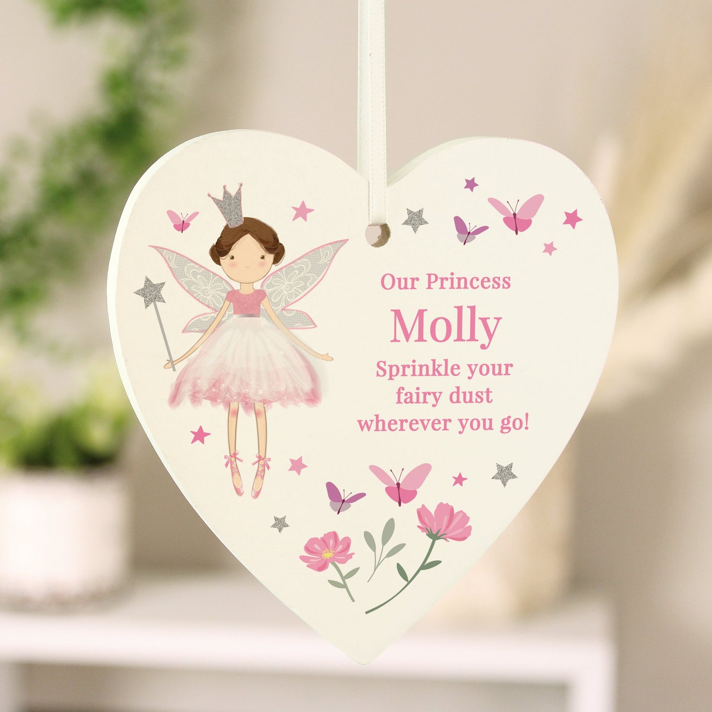 Personalised Fairy Princess Hanging Heart Decoration: 1 - Decorations By Gift Moments