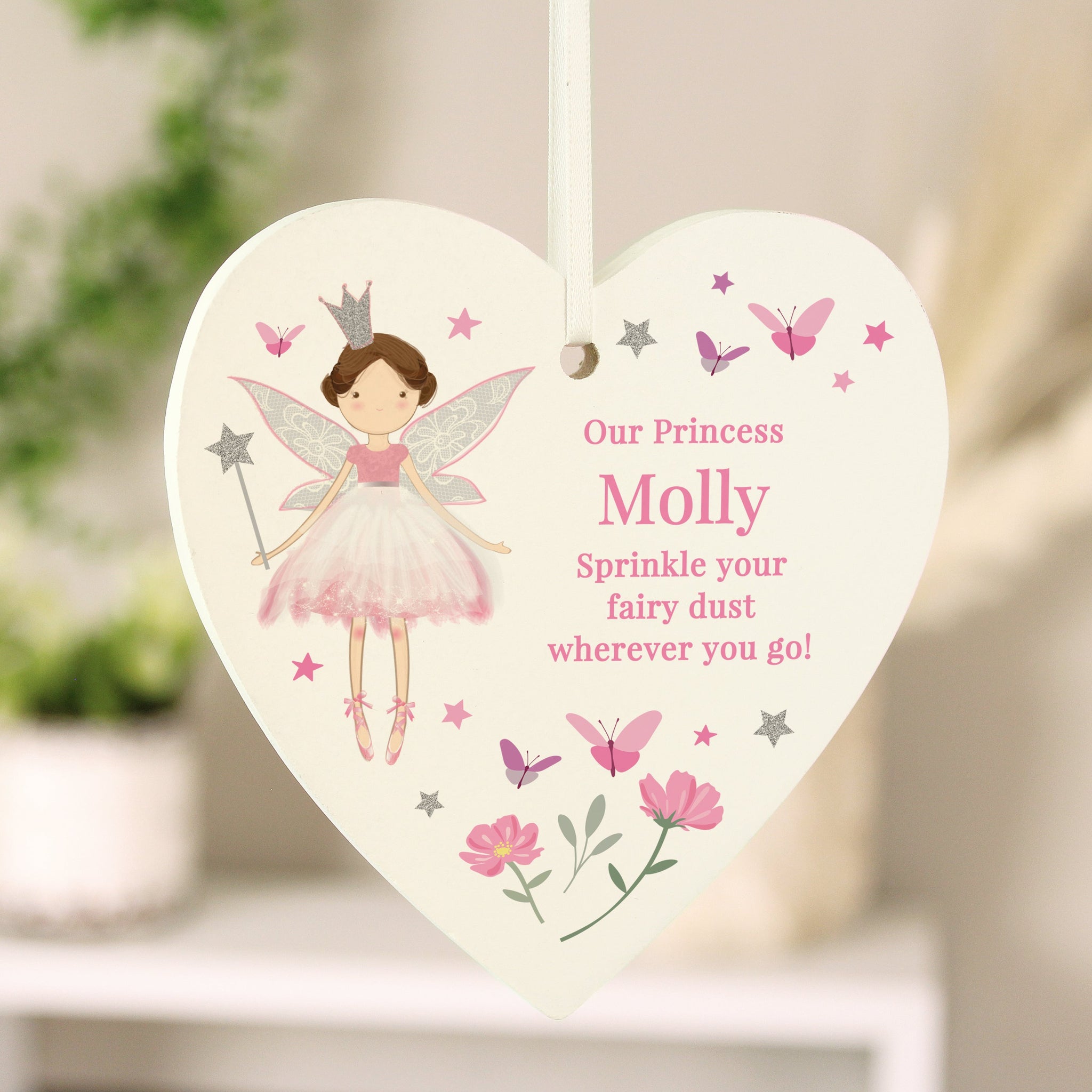 Personalised Fairy Princess Hanging Heart Decoration: 1 - Decorations By Gift Moments