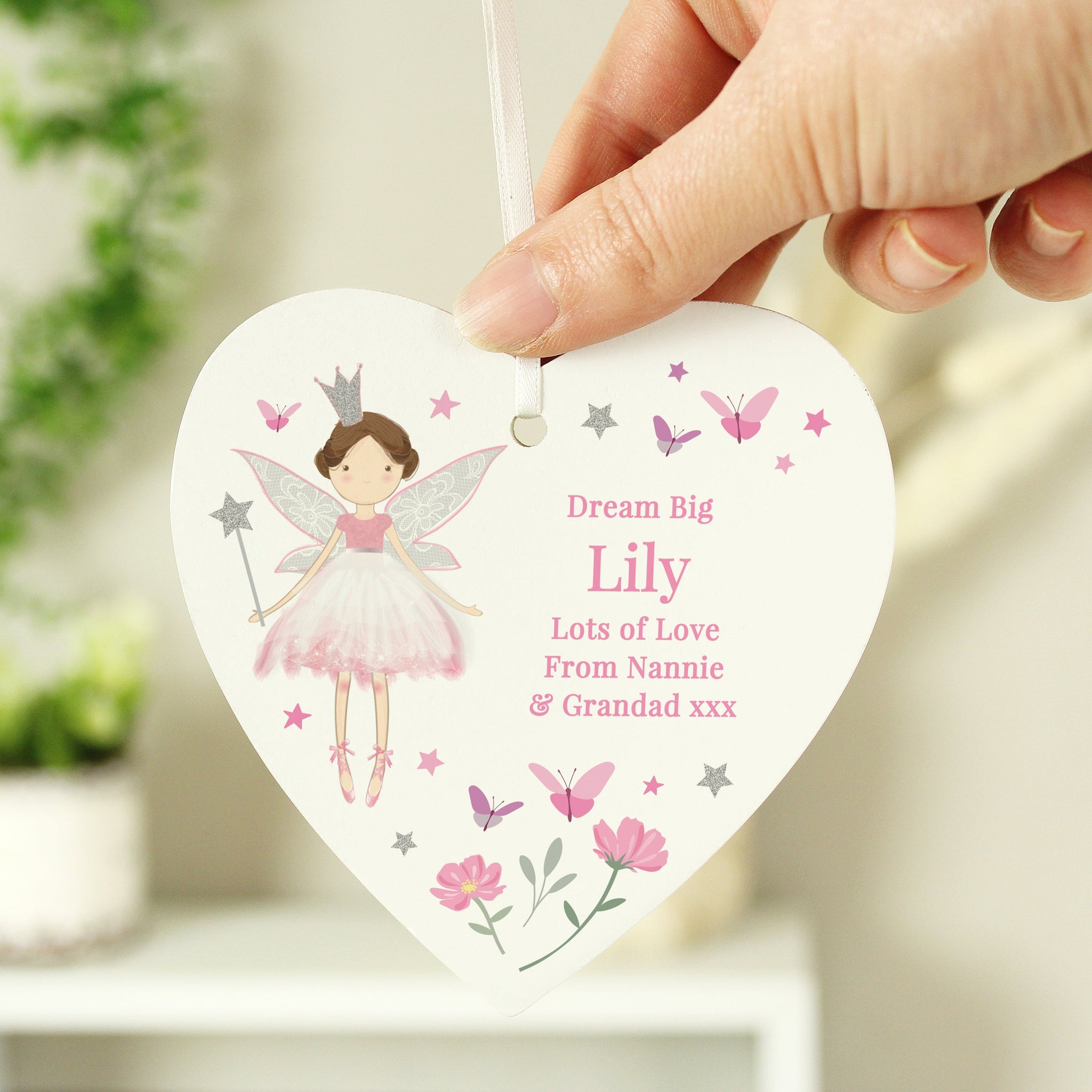 Personalised Fairy Princess Hanging Heart Decoration: 4 - Decorations By Gift Moments