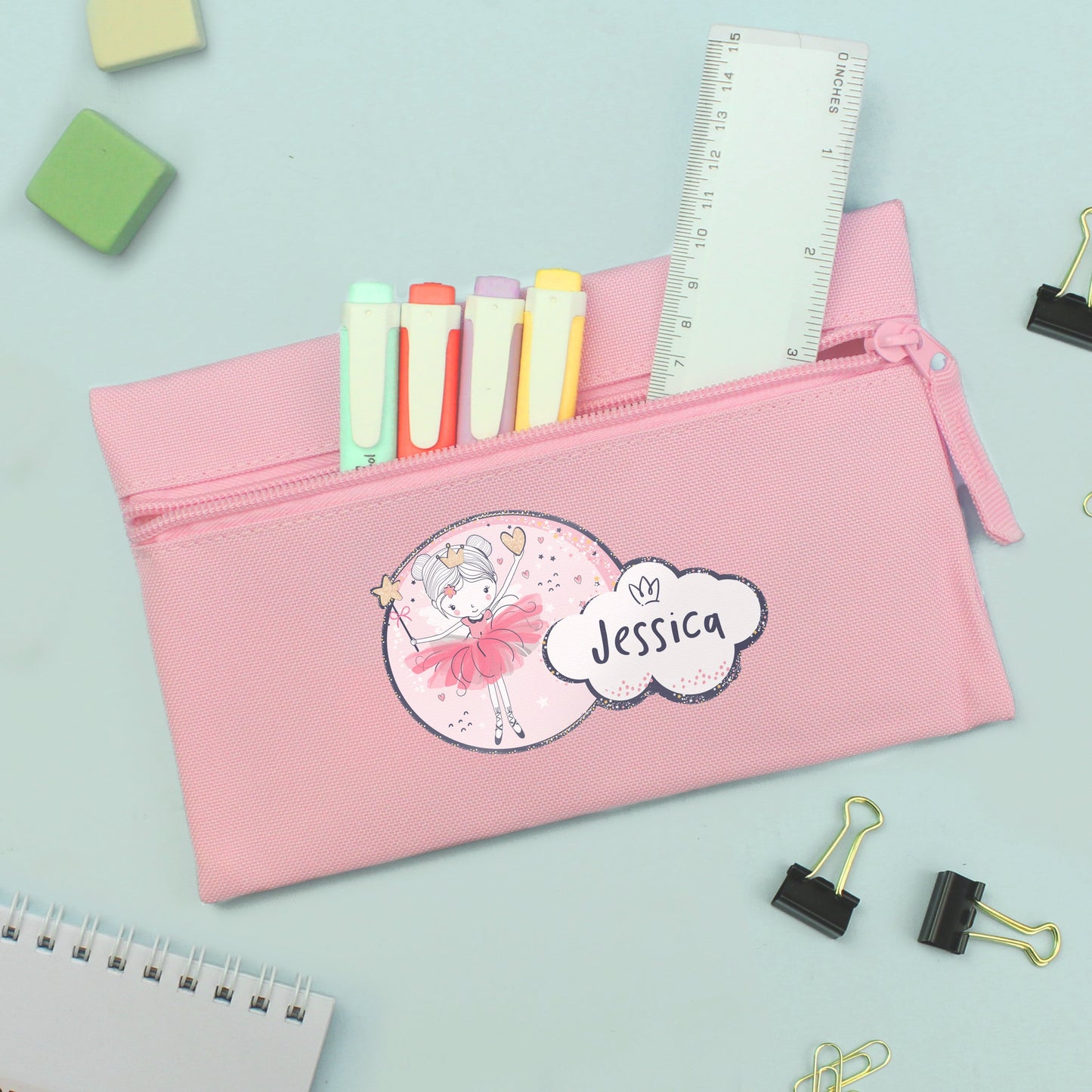 Personalised Fairy Princess Pink Pencil Case: 2 - Pencil Cases & Sets By Gift Moments