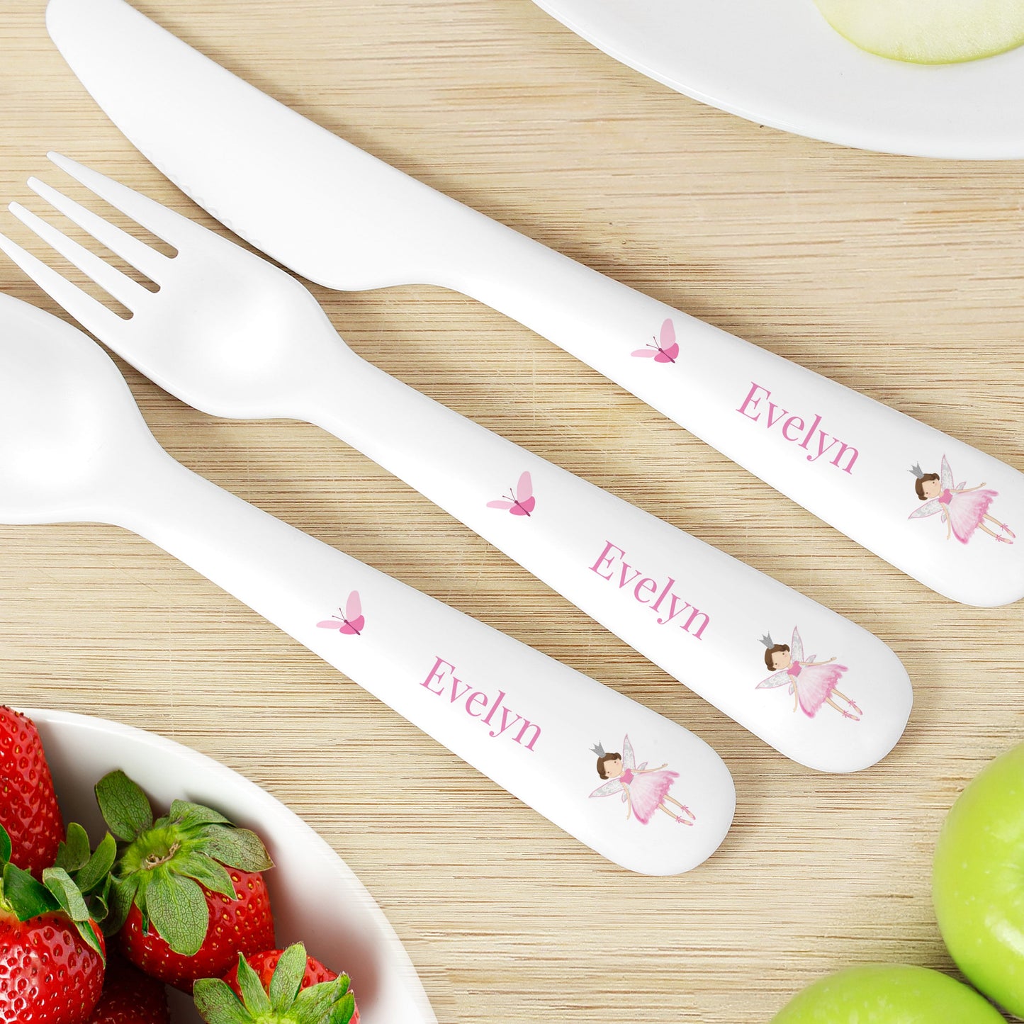 Personalised Fairy Princess Plastic Cutlery Set: 3 - Cutlery Sets By Gift Moments