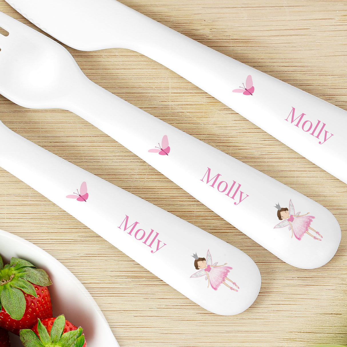 Personalised Fairy Princess Plastic Cutlery Set: 2 - Cutlery Sets By Gift Moments