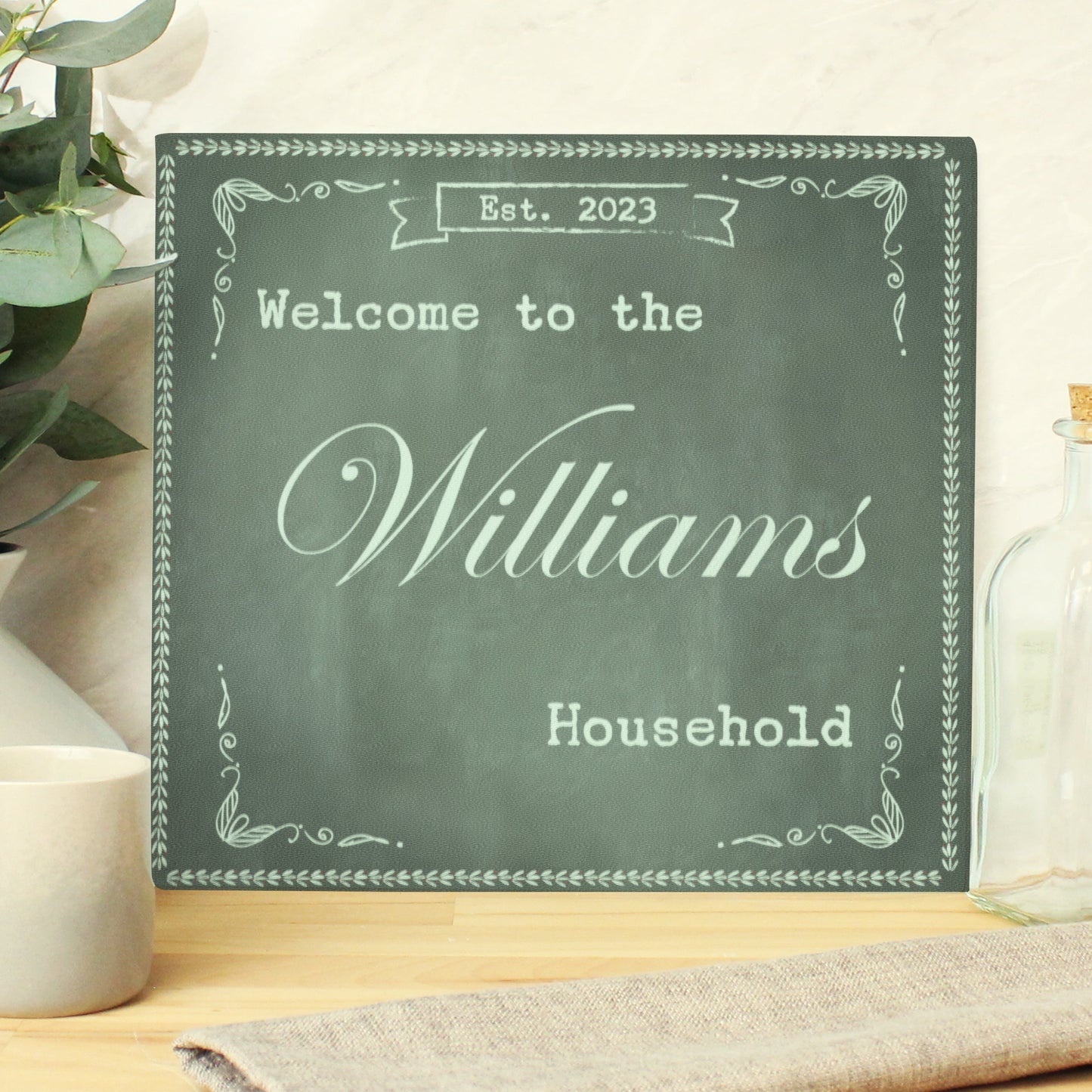 Personalised Family Chalk Glass Chopping Board/Worktop Saver: 1 - Chopping Boards By Gift Moments