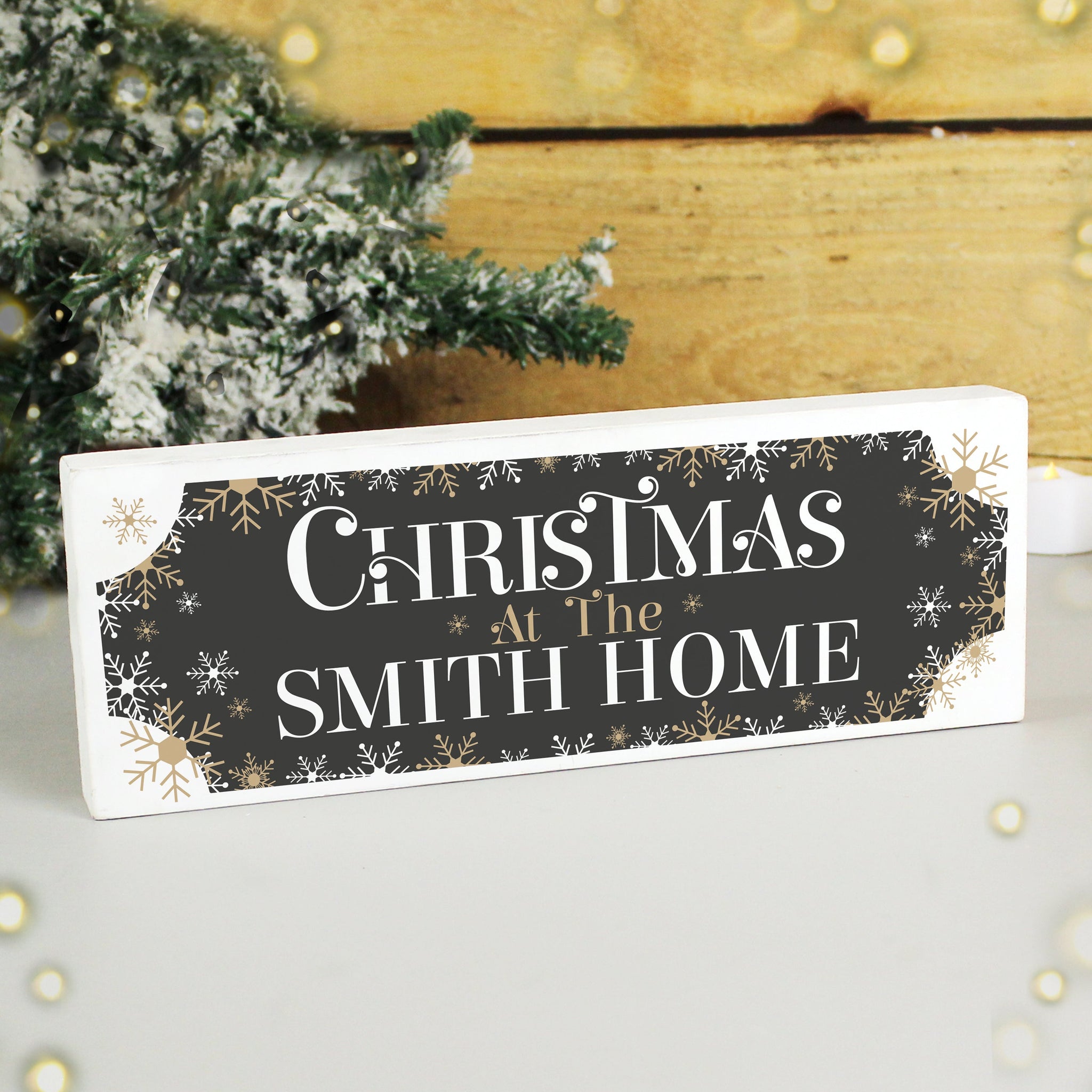 Personalised Family Christmas Wooden Mantel Ornament: 4 - Christmas Decorations By Gift Moments