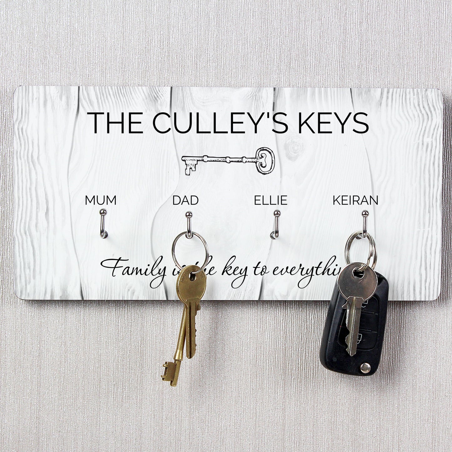 Personalised Family House Key Hooks: 5 - Signs & Plaques By Gift Moments