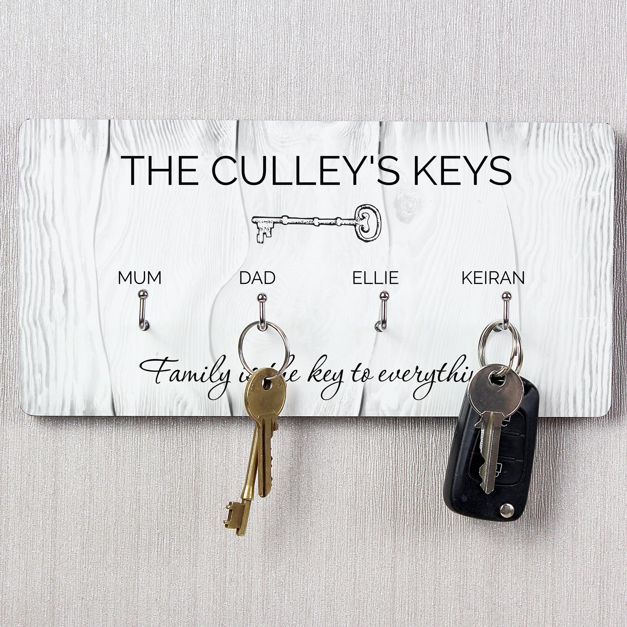 Personalised Family House Key Hooks: 5 - Signs & Plaques By Gift Moments