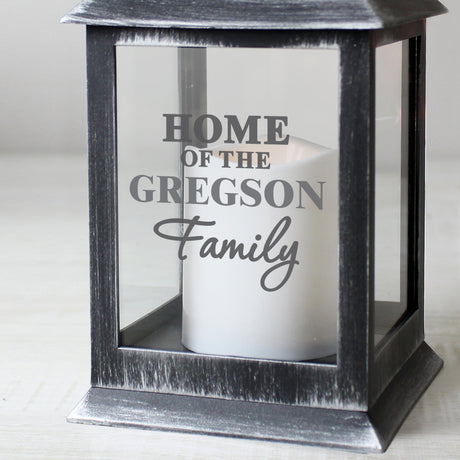 Personalised The Family Rustic Black Lantern: 3 - LED Lighting By Gift Moments
