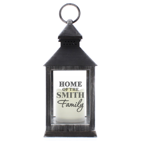 Personalised The Family Rustic Black Lantern: 4 - LED Lighting By Gift Moments