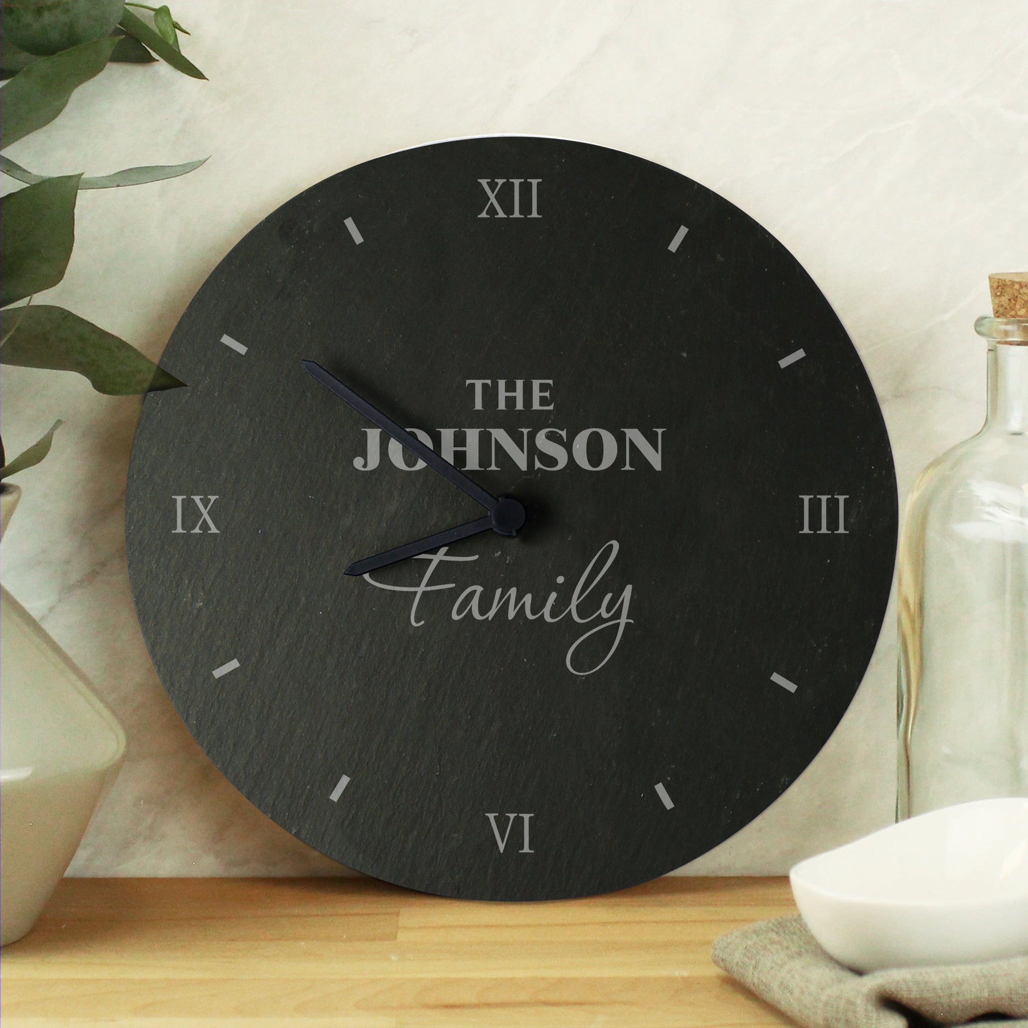 Personalised Family Slate Clock: 1 - Clocks By Gift Moments