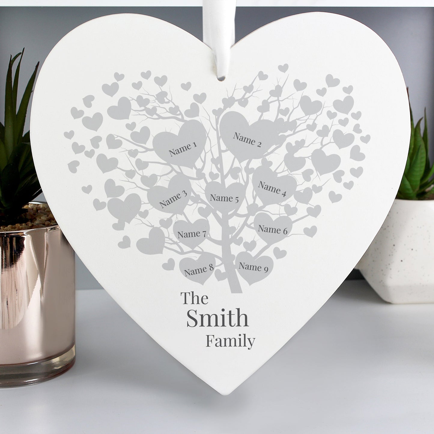 Personalised Family Tree Large Wooden Heart: 4 - Decorations By Gift Moments
