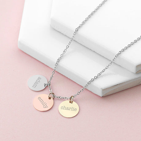 Personalised Triple Discs Family Necklace: 2 - Necklaces By Gift Moments