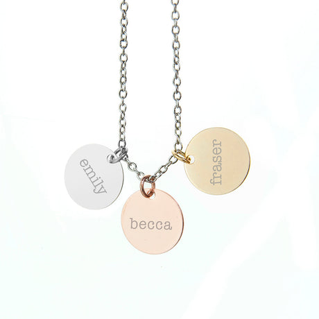 Personalised Triple Discs Family Necklace: 4 - Necklaces By Gift Moments