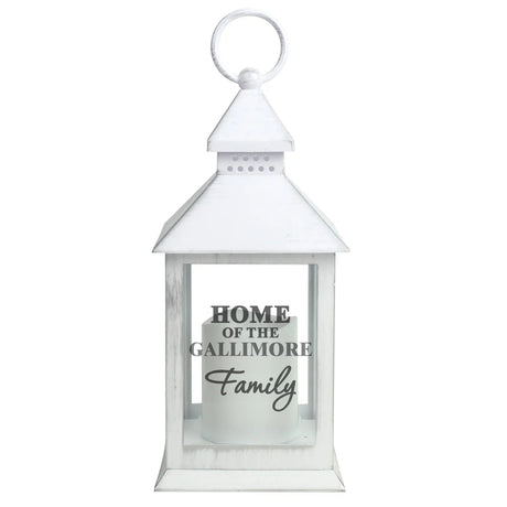 Personalised The Family White Lantern: 4 - LED Lighting By Gift Moments