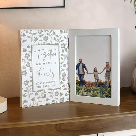 Personalised Family Wooden Hinged 6x4 Photo Frame: 2 - Photo Frames By Gift Moments