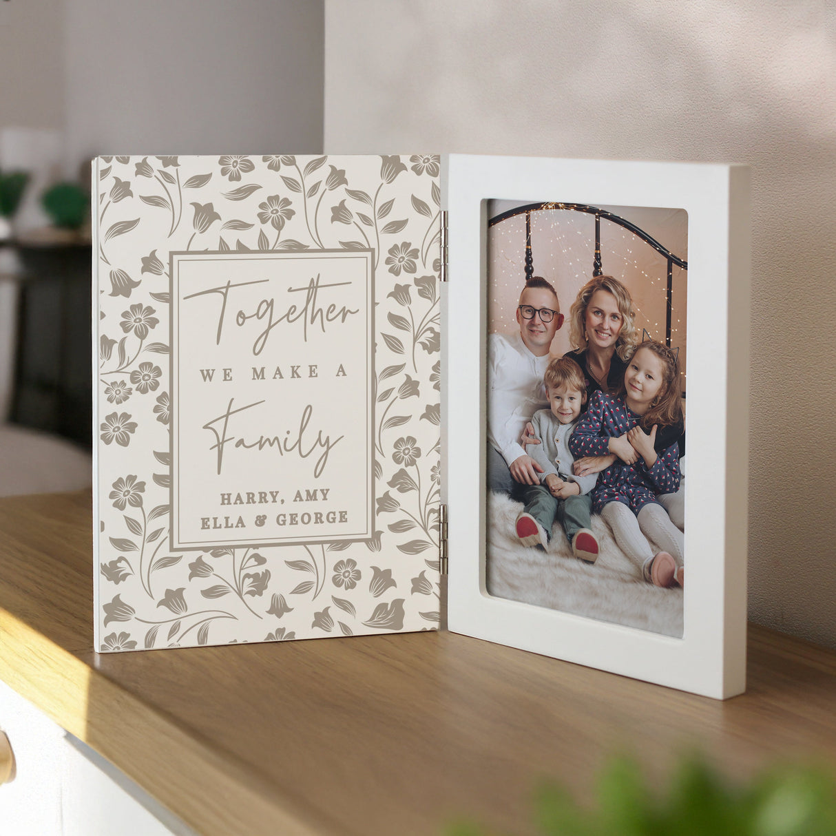 Personalised Family Wooden Hinged 6x4 Photo Frame: 1 - Photo Frames By Gift Moments