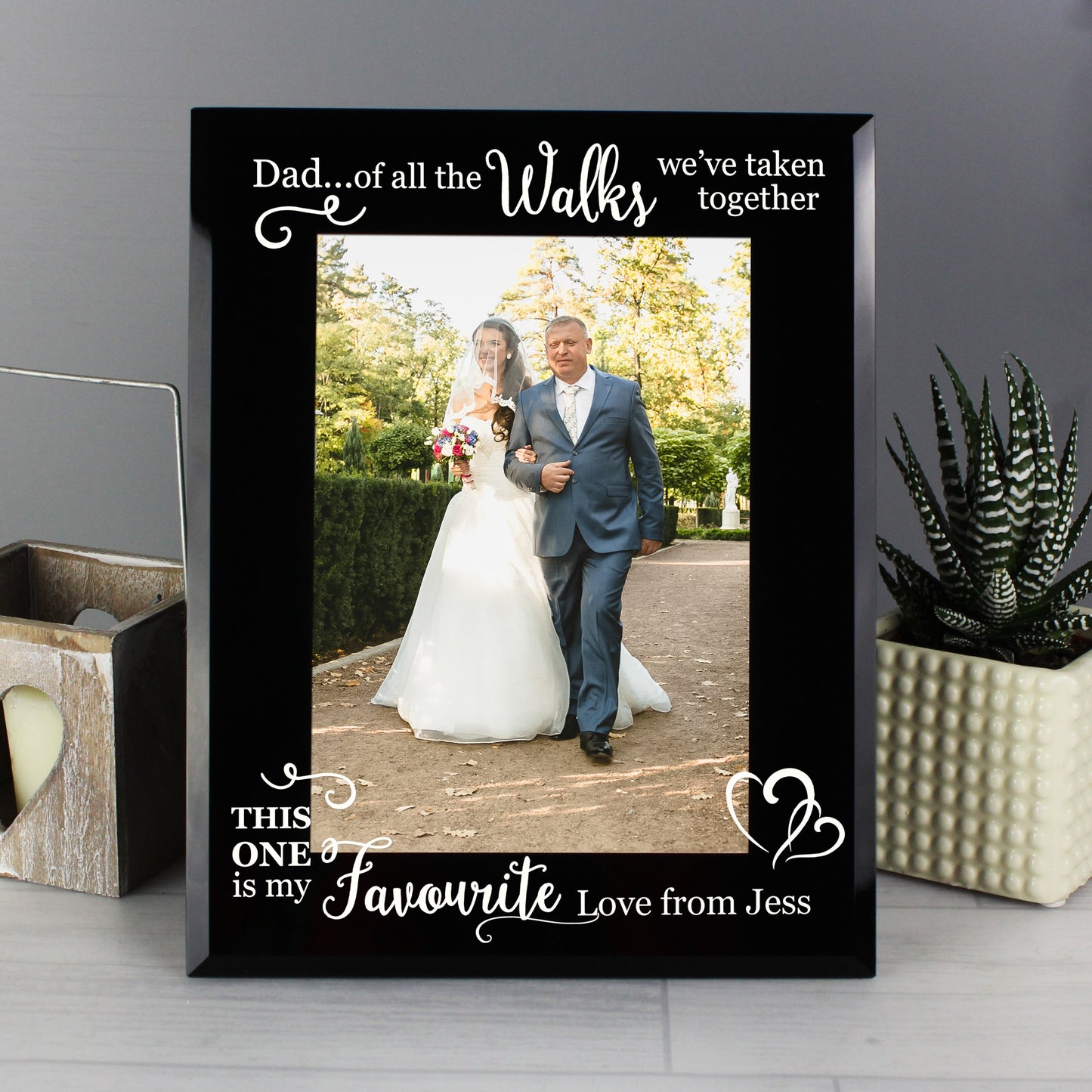 Personalised Father of the Bride Black Glass Photo Frame: 1 - Photo Frames By Gift Moments