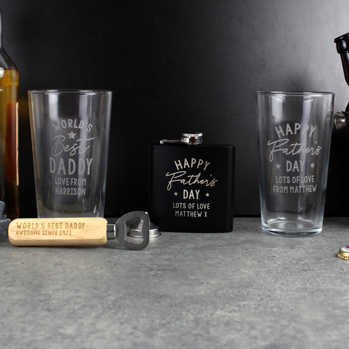 Personalised Father’s Day Black Hip Flask: 4 - Hip Flasks By Gift Moments