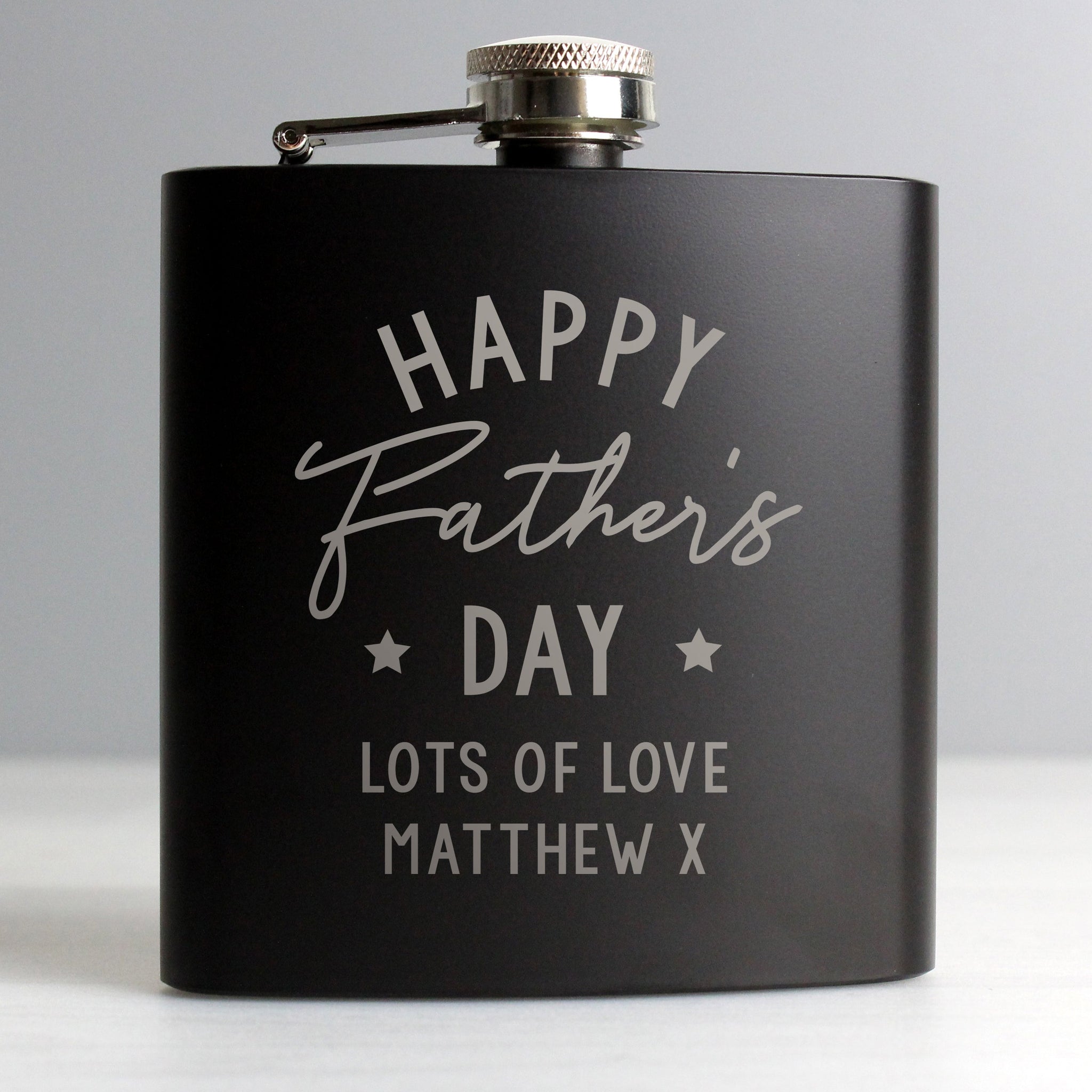 Personalised Father’s Day Black Hip Flask: 2 - Hip Flasks By Gift Moments