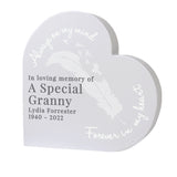 Personalised Feather Free Standing Heart Ornament: 5 - Memorials By Gift Moments