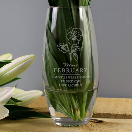 Personalised February Birth Flower Bullet Vase: 2 - Vases By Gift Moments