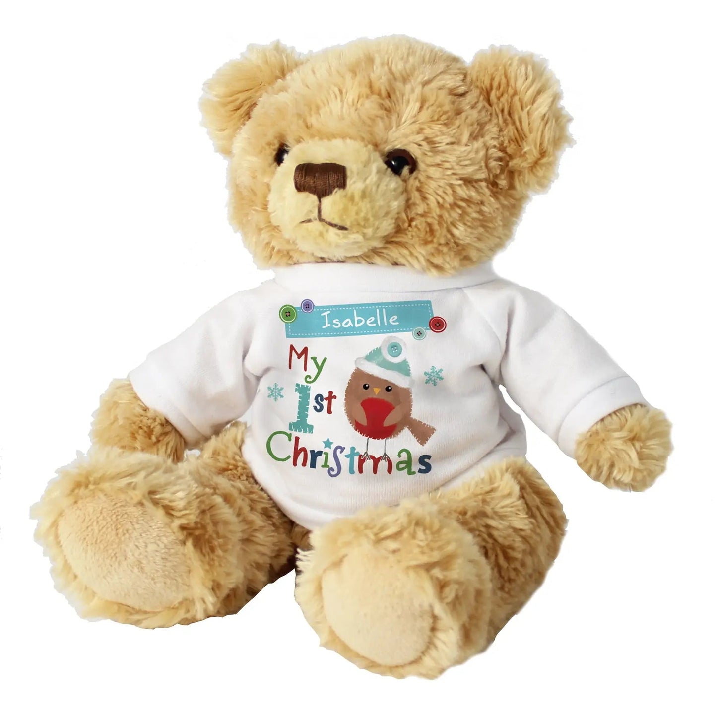 Personalised Felt Stitch Robin ’My 1st Christmas’ Teddy Bear: 2 - Teddy Bears & Soft Toys By Gift Moments