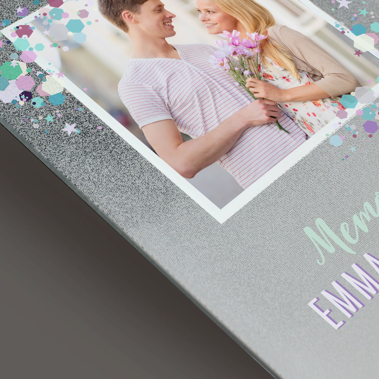 Personalised Festival Style 4x4 Glitter Glass Photo Frame: 4 - Photo Frames By Gift Moments