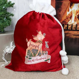 Personalised Festive Fawn Luxury Pom Pom Red Sack: 3 - Christmas Sacks By Gift Moments