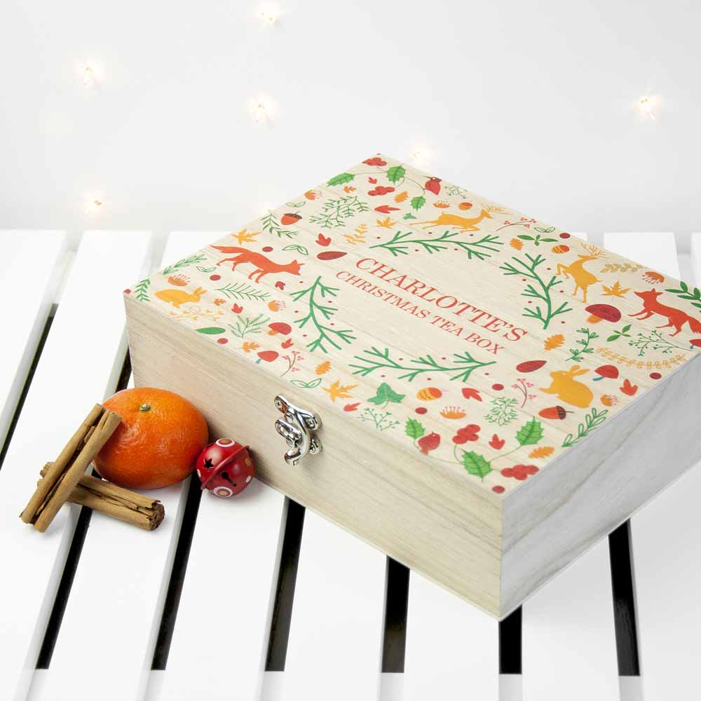 Personalised Festive Woodland Christmas Tea Box Selection: 1 Tea Boxes By Gift Moments
