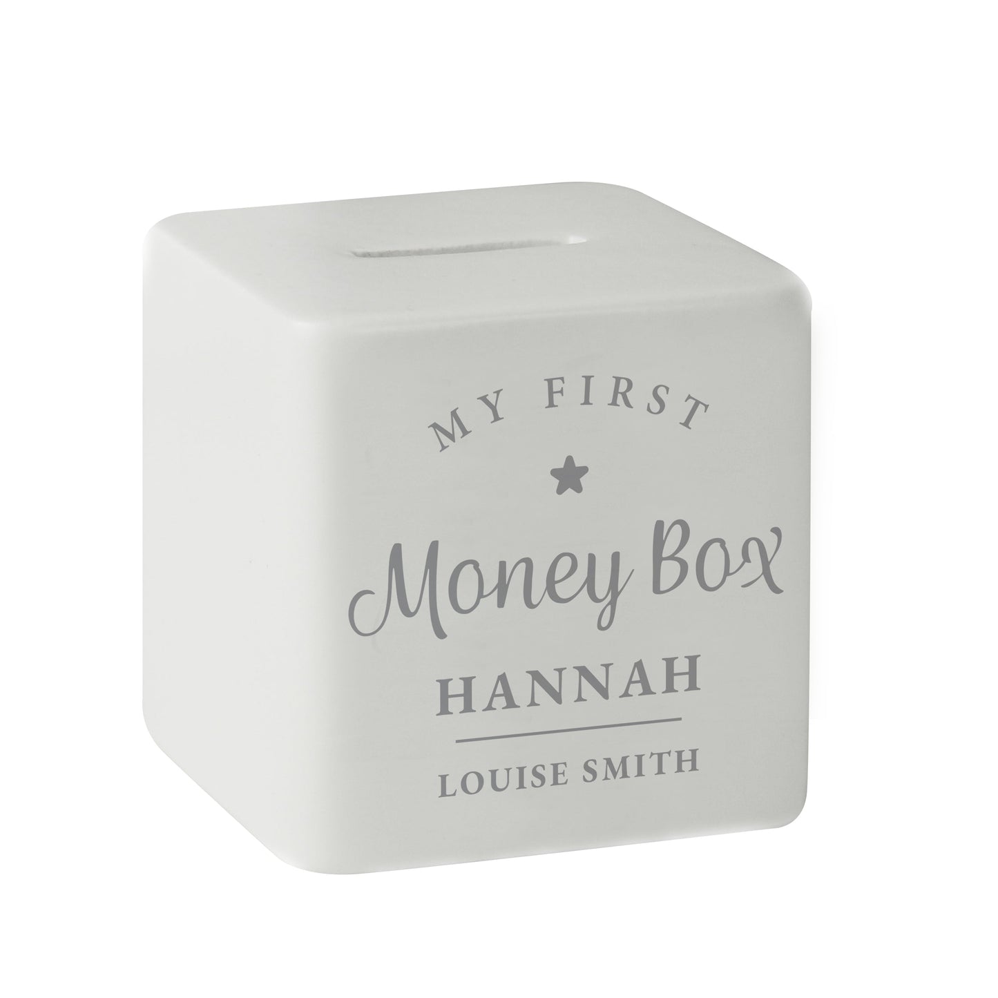 Personalised My First Ceramic Square Money Box: 5 - Money Boxes By Gift Moments