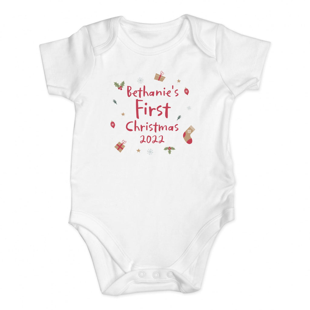 Personalised First Christmas 0-3 Months Baby Vest - Shop Baby Clothing At Gift Moments - 3