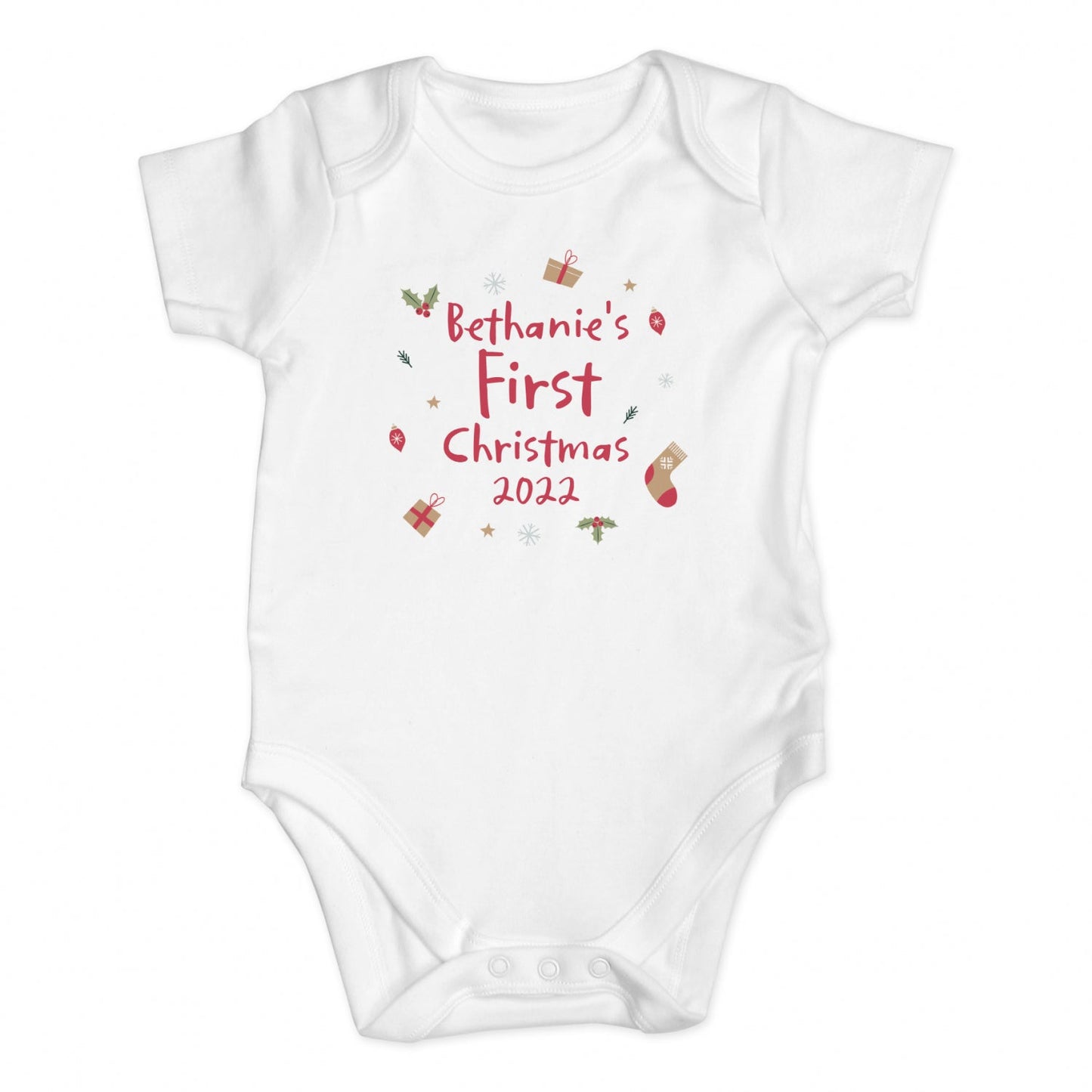 Personalised First Christmas 0-3 Months Baby Vest: 3 - Baby Clothing By Gift Moments