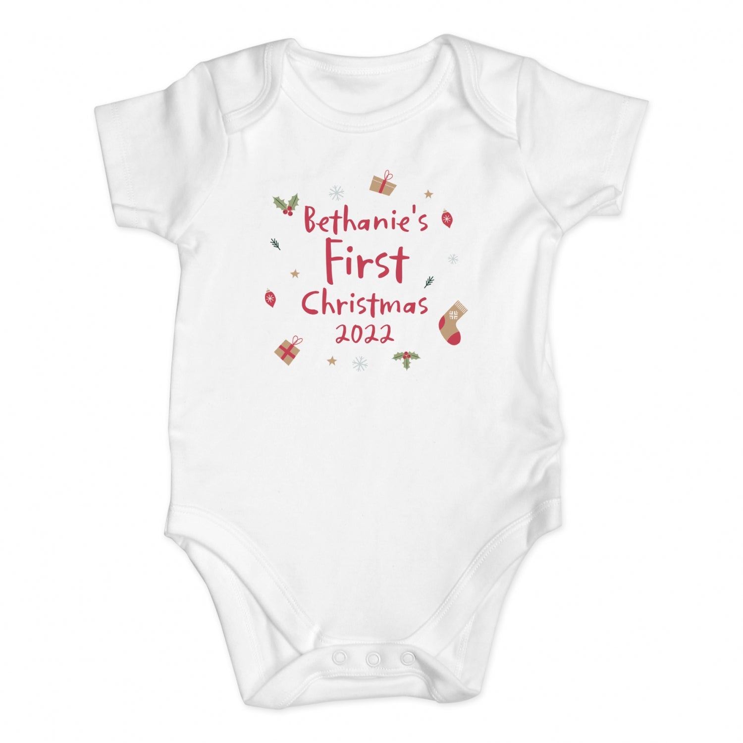 Personalised First Christmas 0-3 Months Baby Vest: 3 - Baby Clothing By Gift Moments