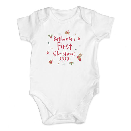 Personalised First Christmas 0-3 Months Baby Vest: 3 - Baby Clothing By Gift Moments