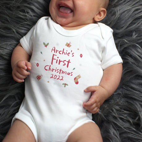 Personalised First Christmas 0-3 Months Baby Vest: 1 - Baby Clothing By Gift Moments