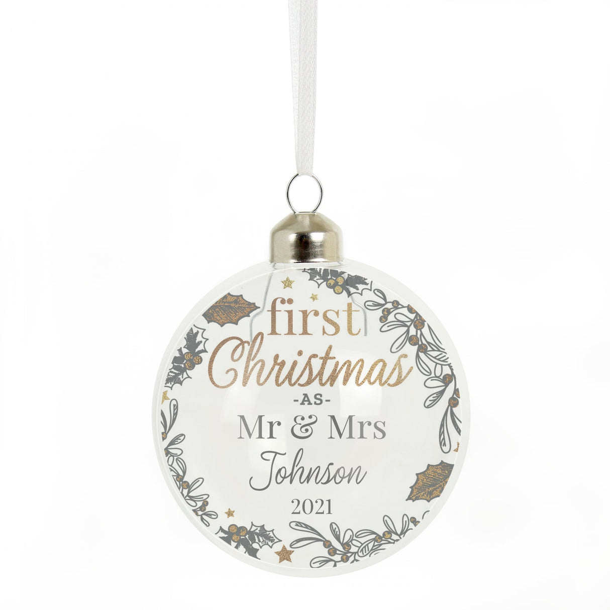 Personalised First Christmas As... Glass Bauble: 4 - Christmas Baubles By Gift Moments