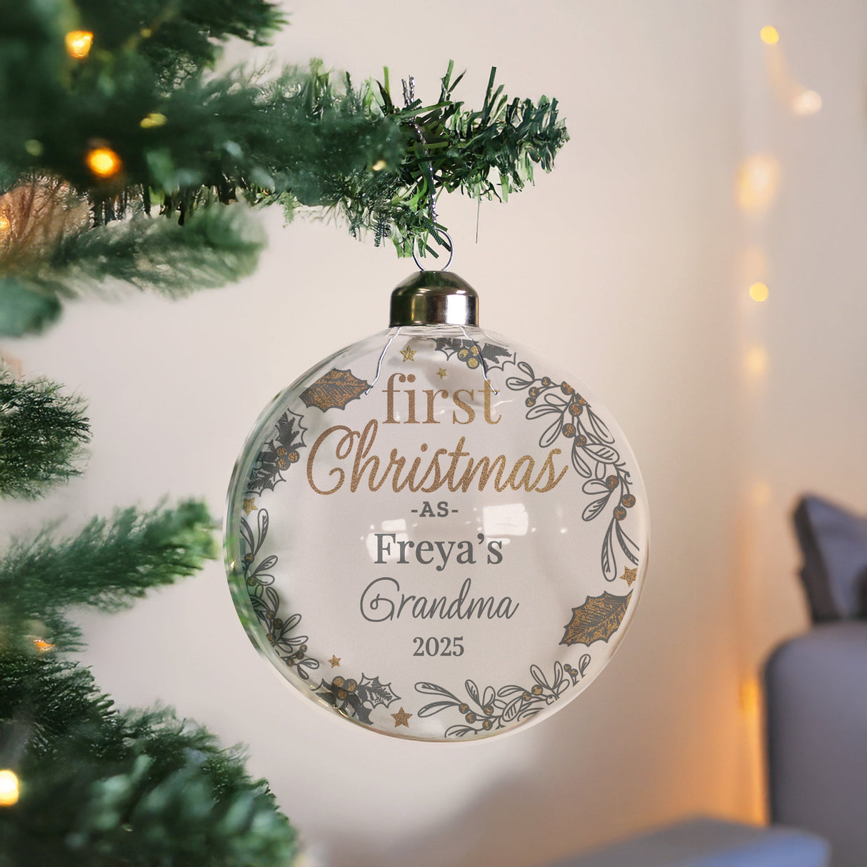 Personalised First Christmas As... Glass Bauble: 1 - Christmas Baubles By Gift Moments